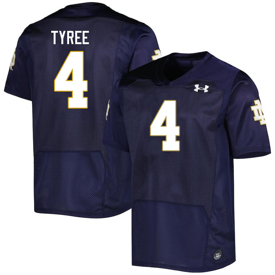 Men #4 Chris Tyree Notre Dame Fighting Irish College Football Jerseys Stitched Sale-Navy - Click Image to Close